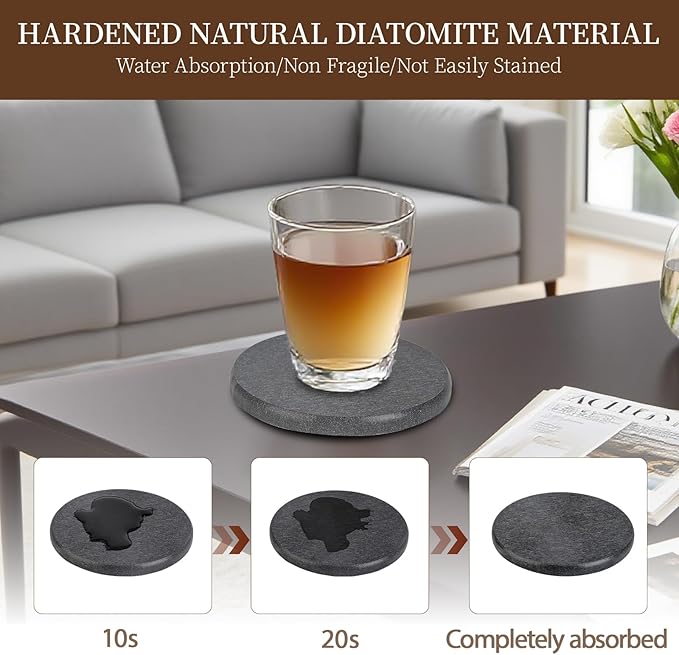 4-Inch Absorbent Coasters | Quick-Drying & Non-Slip | Durable Table Protection Coasters